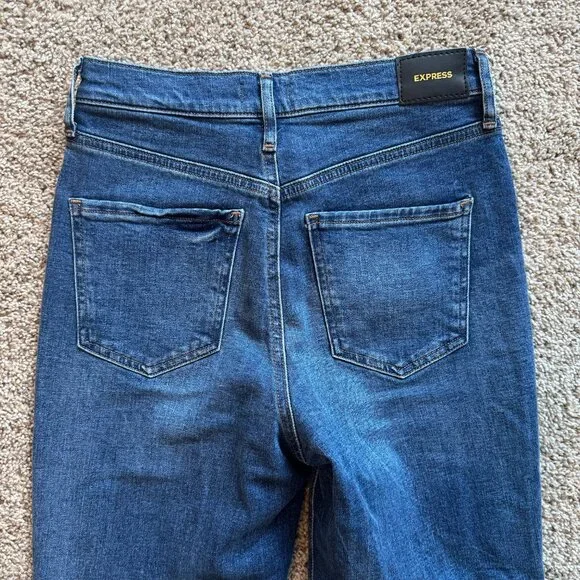 Express Modern Straight leg Super High Rise Jeans 6 regular high waist jean - Picture 4 of 7